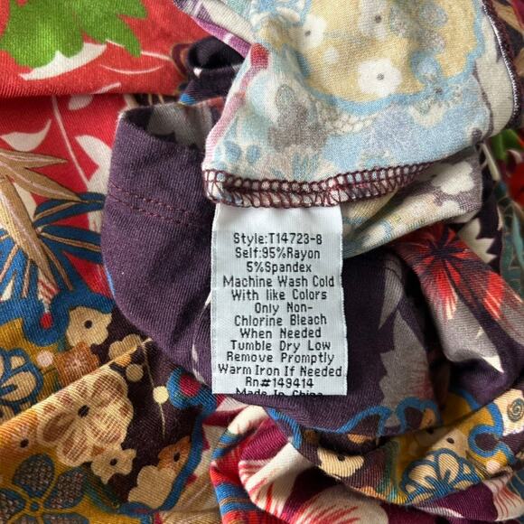 EUC Johnny Was Adalena Kimono Sleeve Tee Size XS Floral Dragon Print Stretch Top - Picture 8 of 12